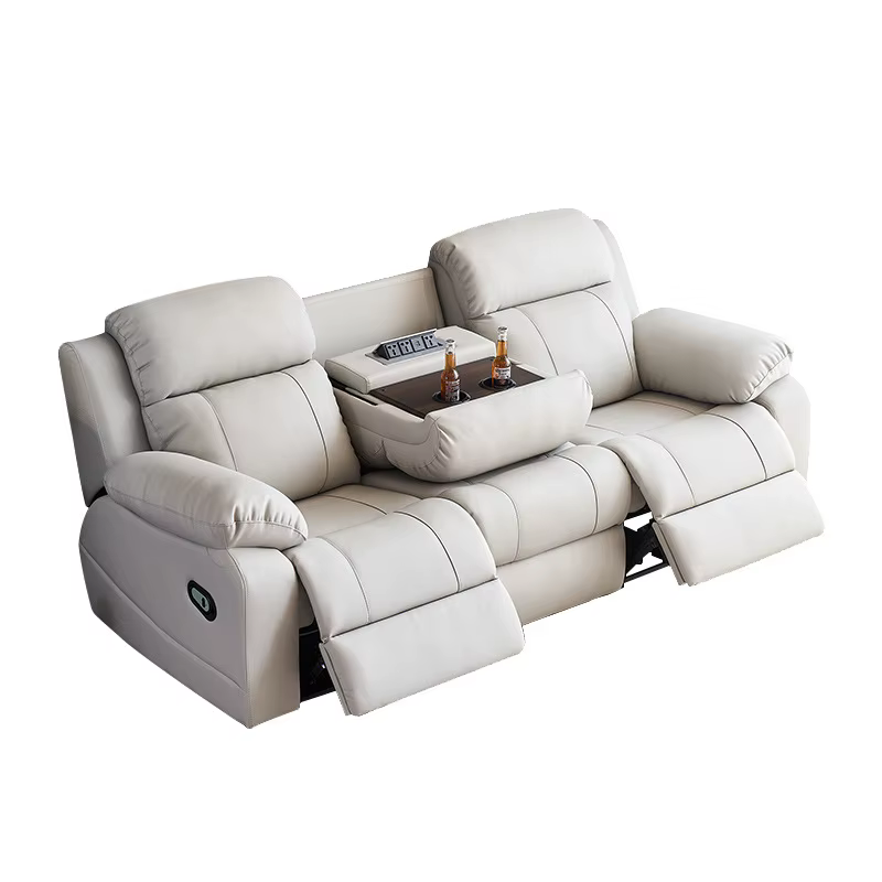 Ensemble de canapé inclinable électrique moderne en cuir PU avec cadre en bois, meubles fonctionnels