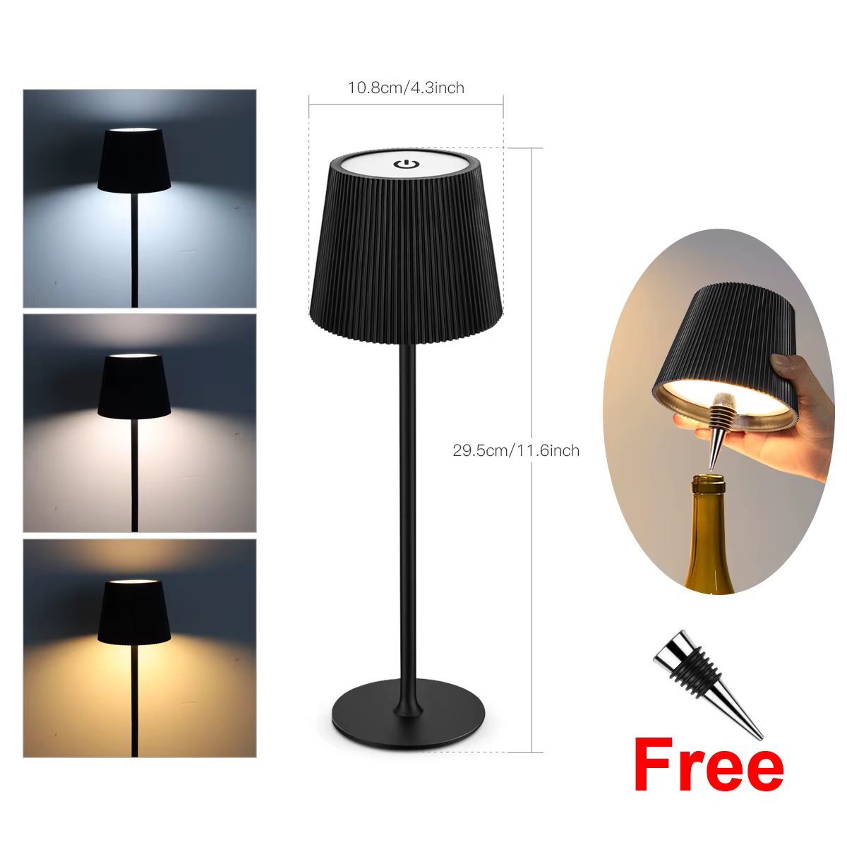 Lampe de chevet LED, base de lampe DIY, lampe de bureau, lampe de lecture nocturne à intensité varia