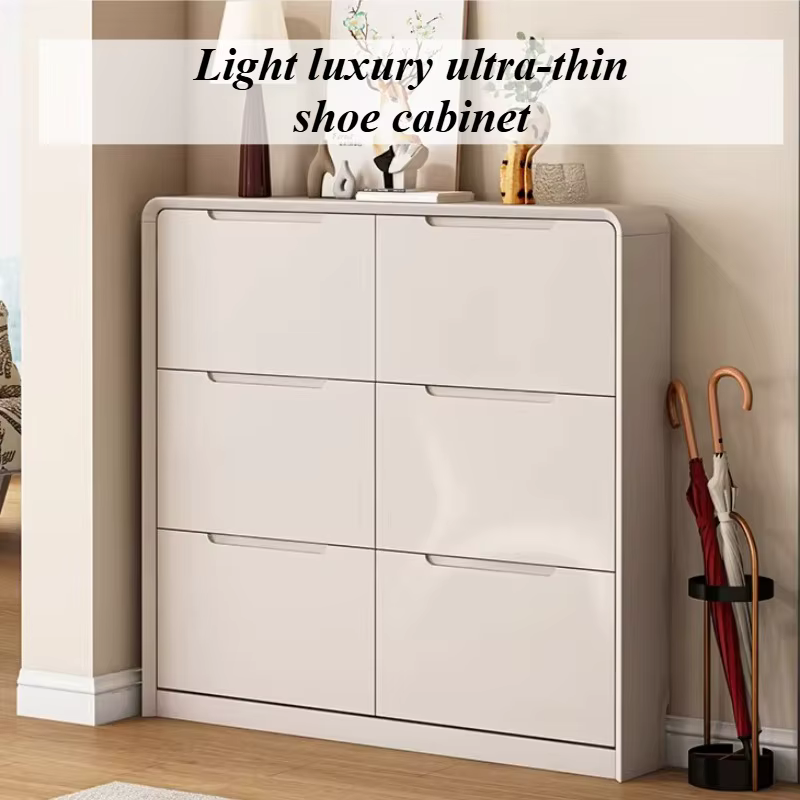 Meuble à chaussures blanc d'intérieur moderne ultra-mince pour entrée et couloir, multi-niveaux, étr