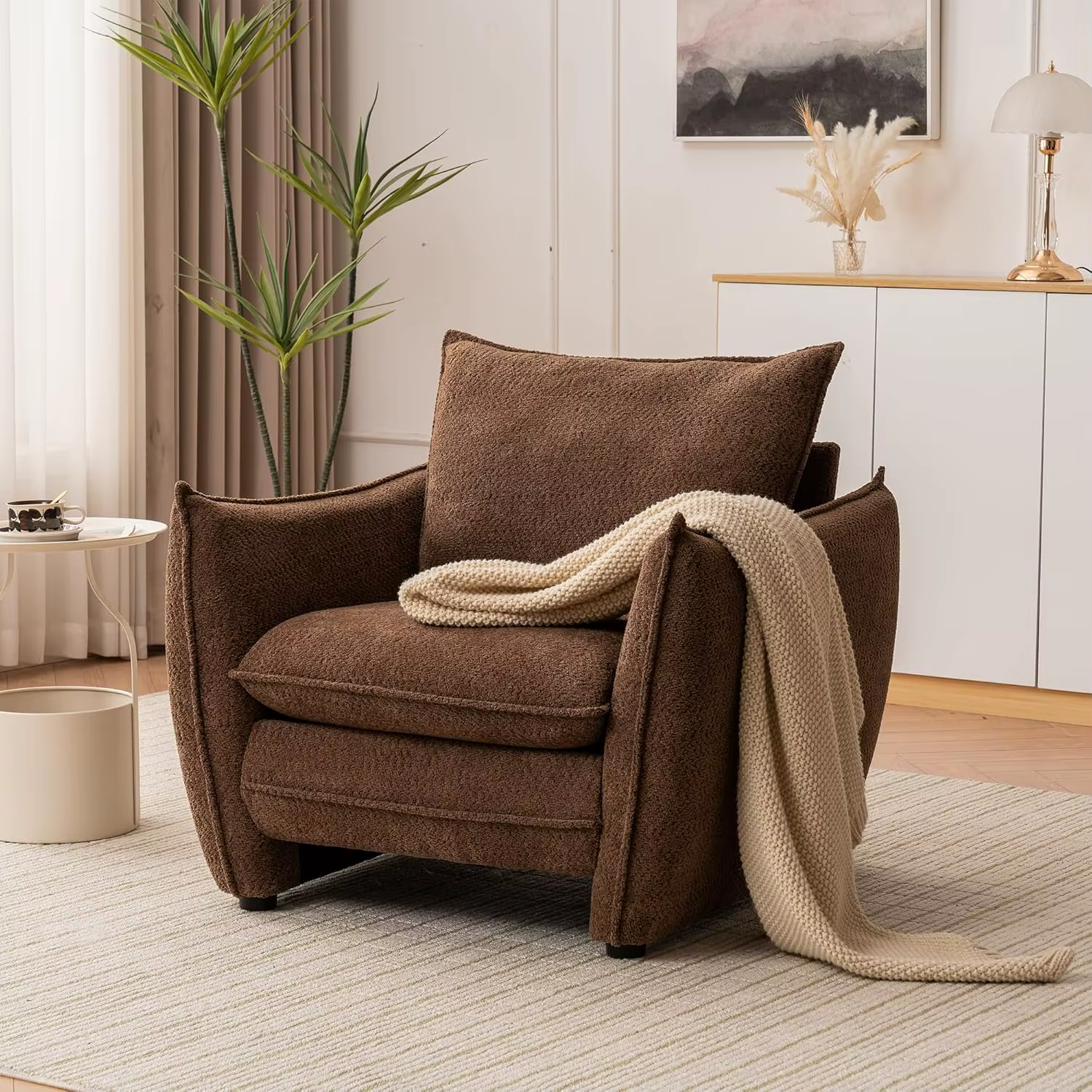 Fauteuil d'appoint surdimensionné, canapé individuel moderne, fauteuil nuage avec coussin amovible,