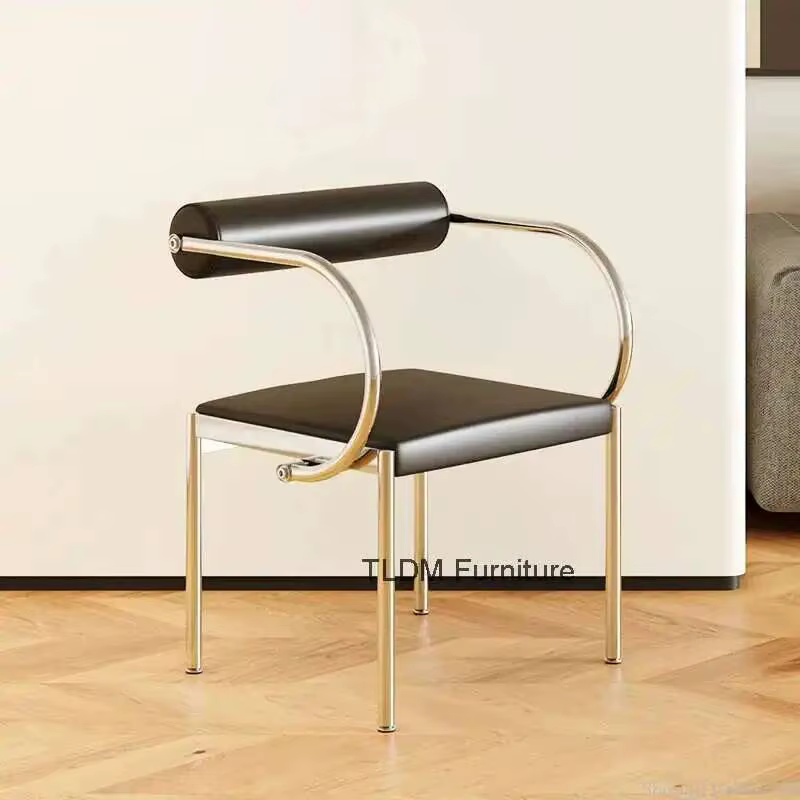 Chaise de salle à manger design style vintage en acier inoxydable, chaise de bureau, de chambre ou d