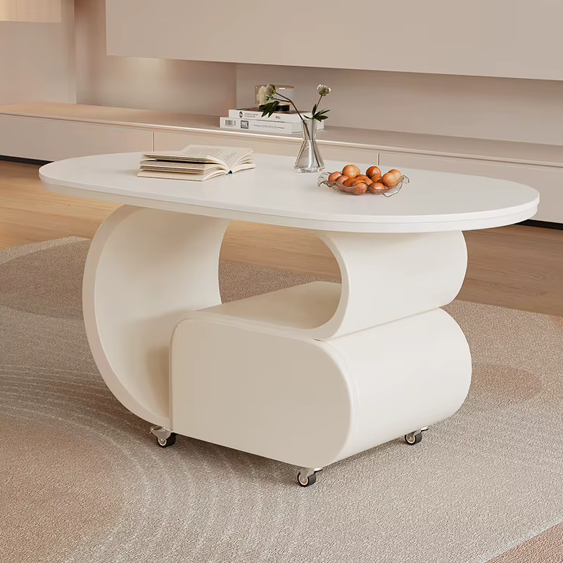 Table basse moderne à roulettes, Table basse De luxe européenne Unique, Salon avec rangement, meuble