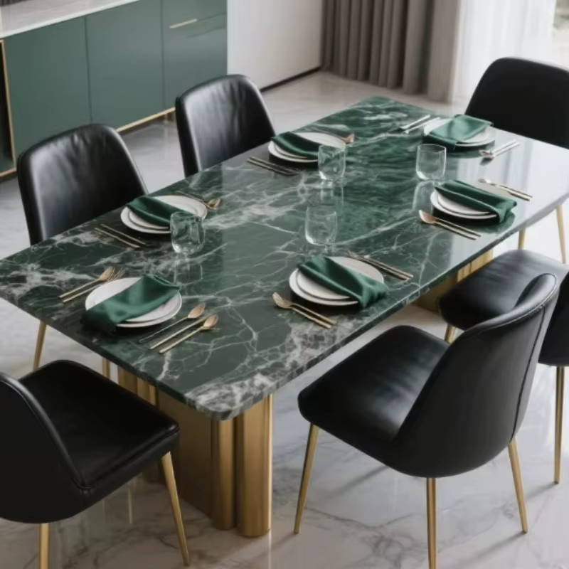 Ensemble de Table à manger en métal Royal français de Style européen en marbre de luxe avec chaises,