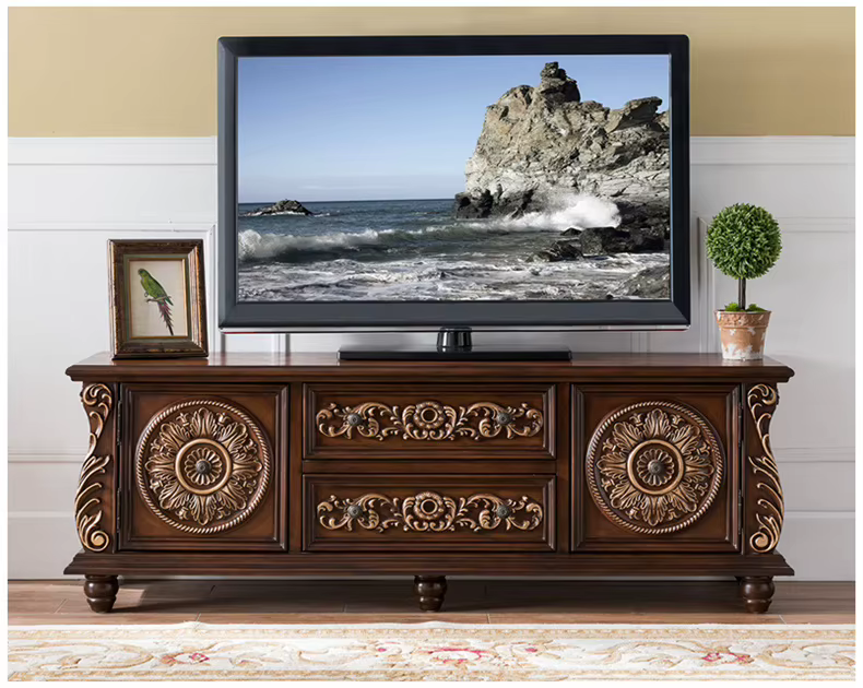 Meuble Tv Vintage esthétique, élégant, américain Glam, luxe, avec tiroirs, meuble Tv classique Meube