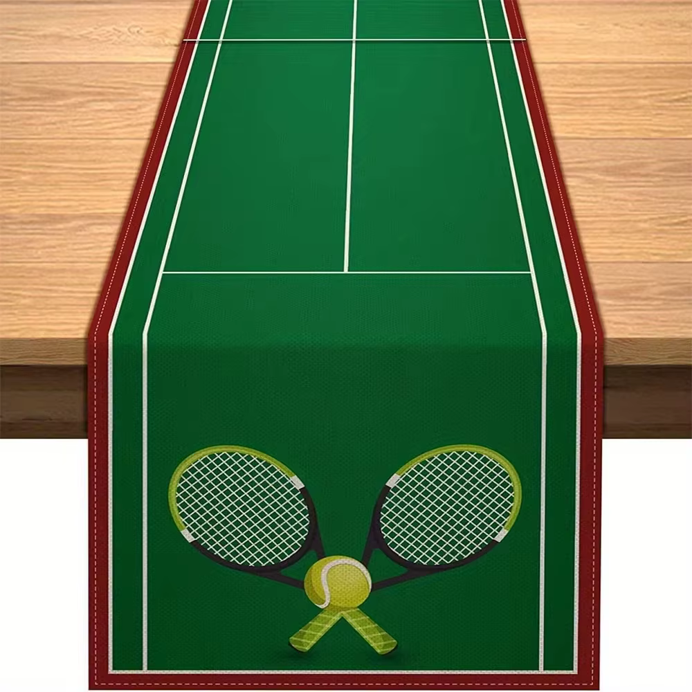 Chemin de table sur le thème du terrain de tennis, parfait pour la cuisine, l'anniversaire, les fête