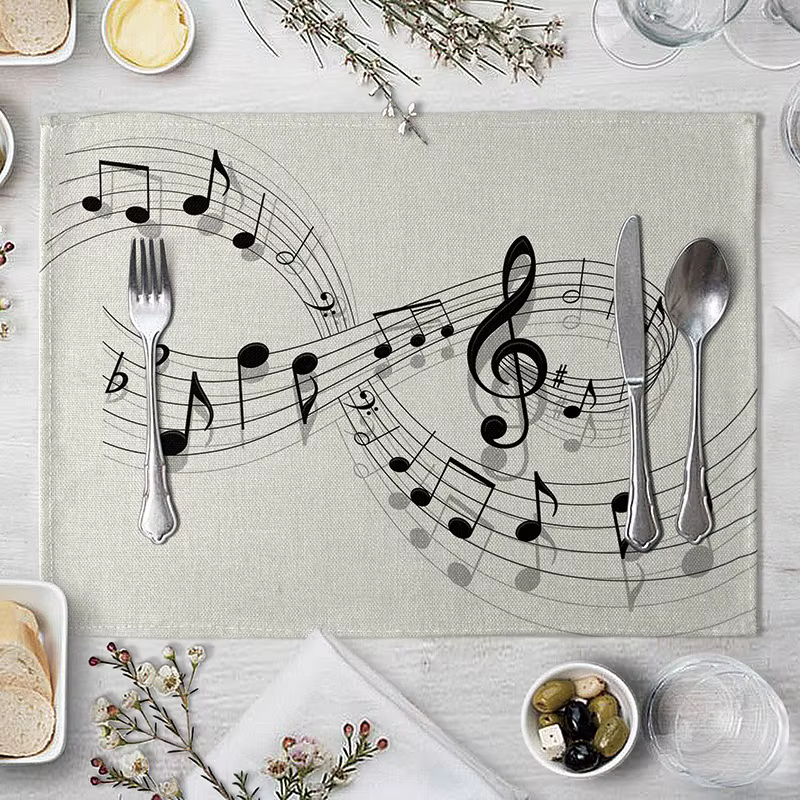 Napperons Vintage Note musicale, napperon de cuisine, tapis de Table à manger, dessous de thé, tampo