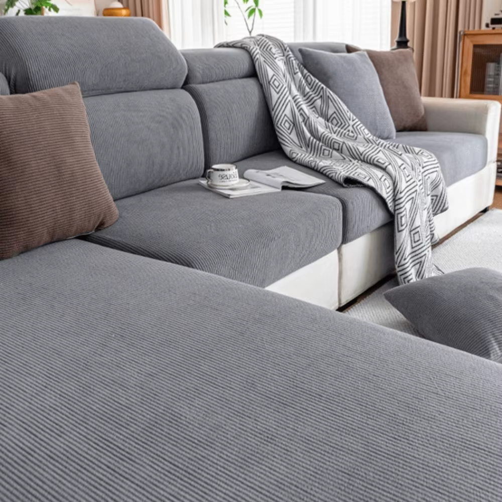 Housse de canapé élastique épaisse lavable, couvre-canapé amovible doux, couleur unie, durable, pour