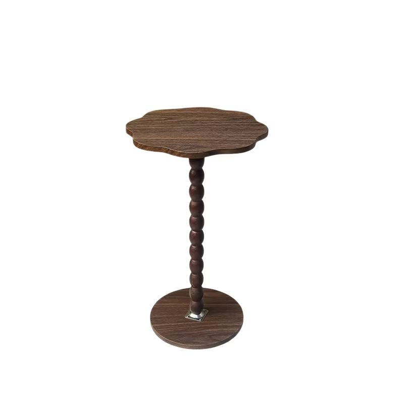 Table d'appoint marron à motif floral, table d'appoint moderne étroite avec piétement sur pied pour