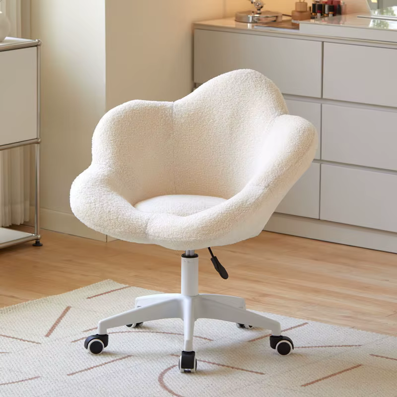 FORMWELL-Chaise de Bureau à Domicile en Laine d'Agneau Réglable, avec Dossier Mi-Dessus, Touffeté Mo