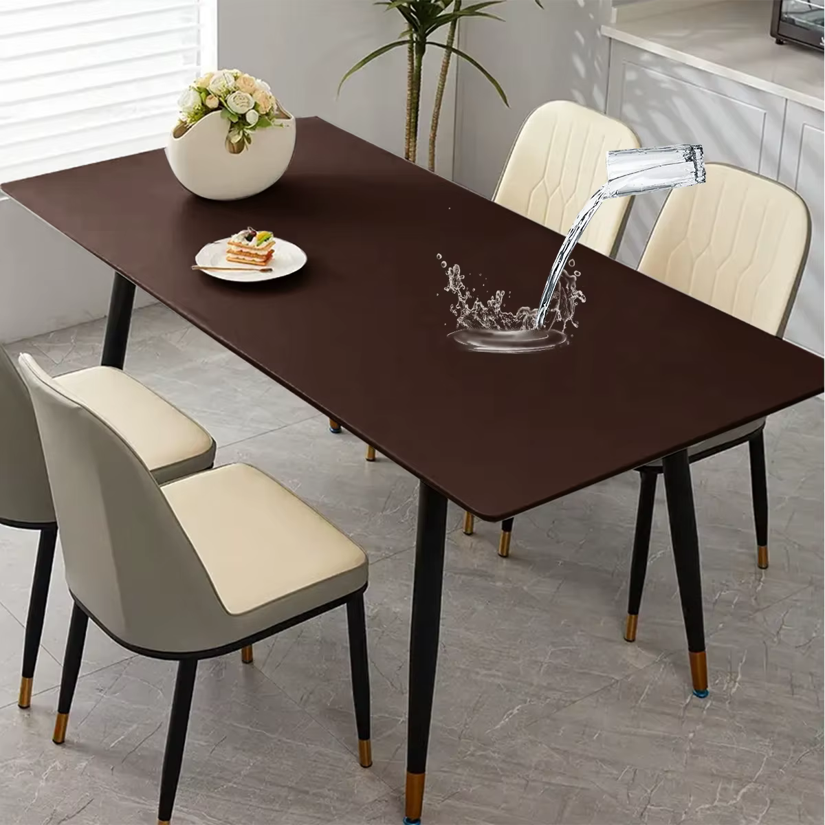 Nappe en cuir anti-huile 60x120cm, 1 pièce, pour table à manger, tapis de table carré, protection él