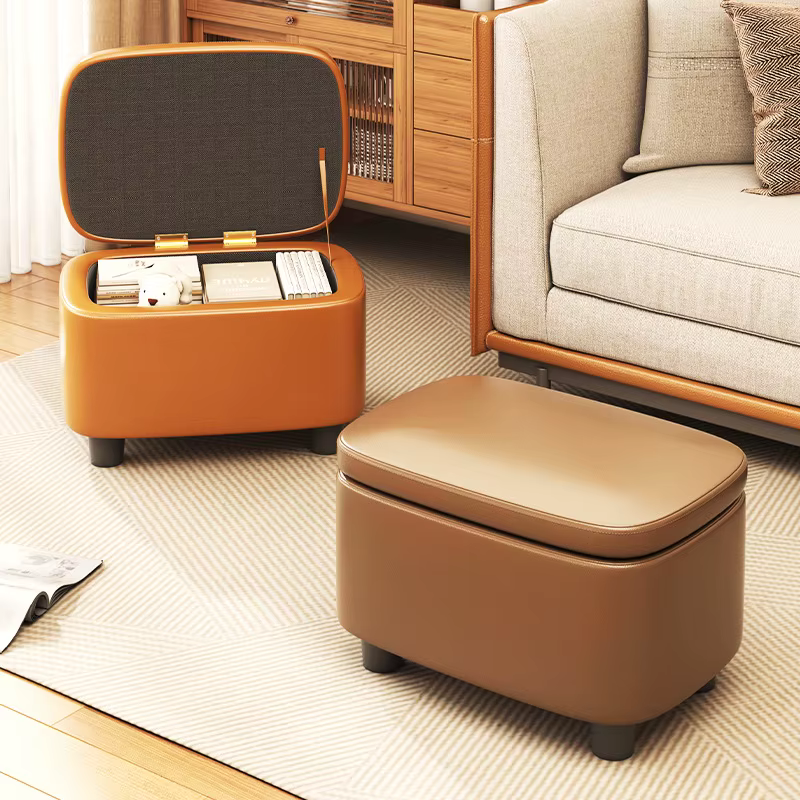 Organisateur créatif tabouret poufs ménage confortable canapé tabouret en cuir salon canapé porte po