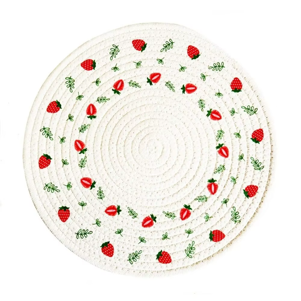Set de table vintage en coton tissé à motif floral, dessous de tasse à café anti-brûlure motif frais
