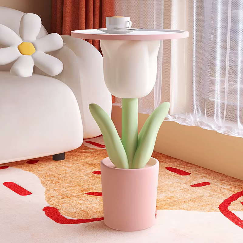 Table d'appoint tulipe rose de Style nordique, Table de chevet de salon, petite Table basse créative