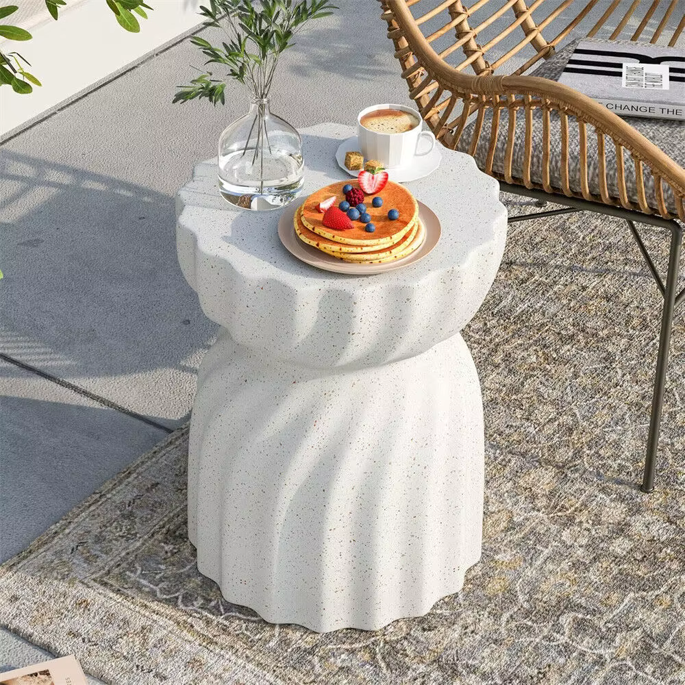 Table d'appoint contemporaine en béton léger, sablier, table d'appoint, tabouret de jardin pour salo