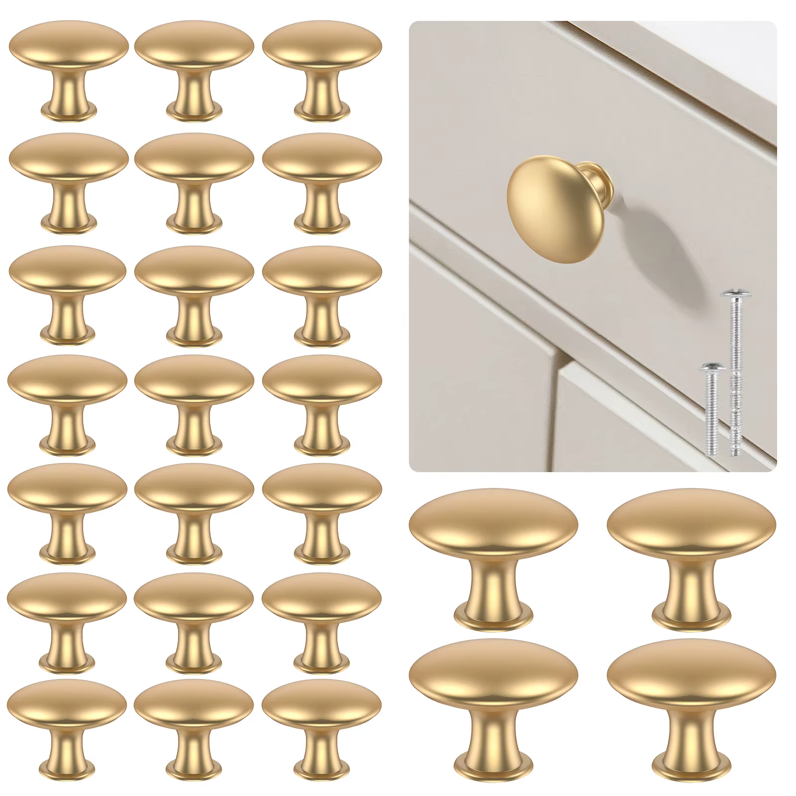 25 pièces ensemble de boutons de tiroir poignées d'armoire en alliage de Zinc boutons de commode en