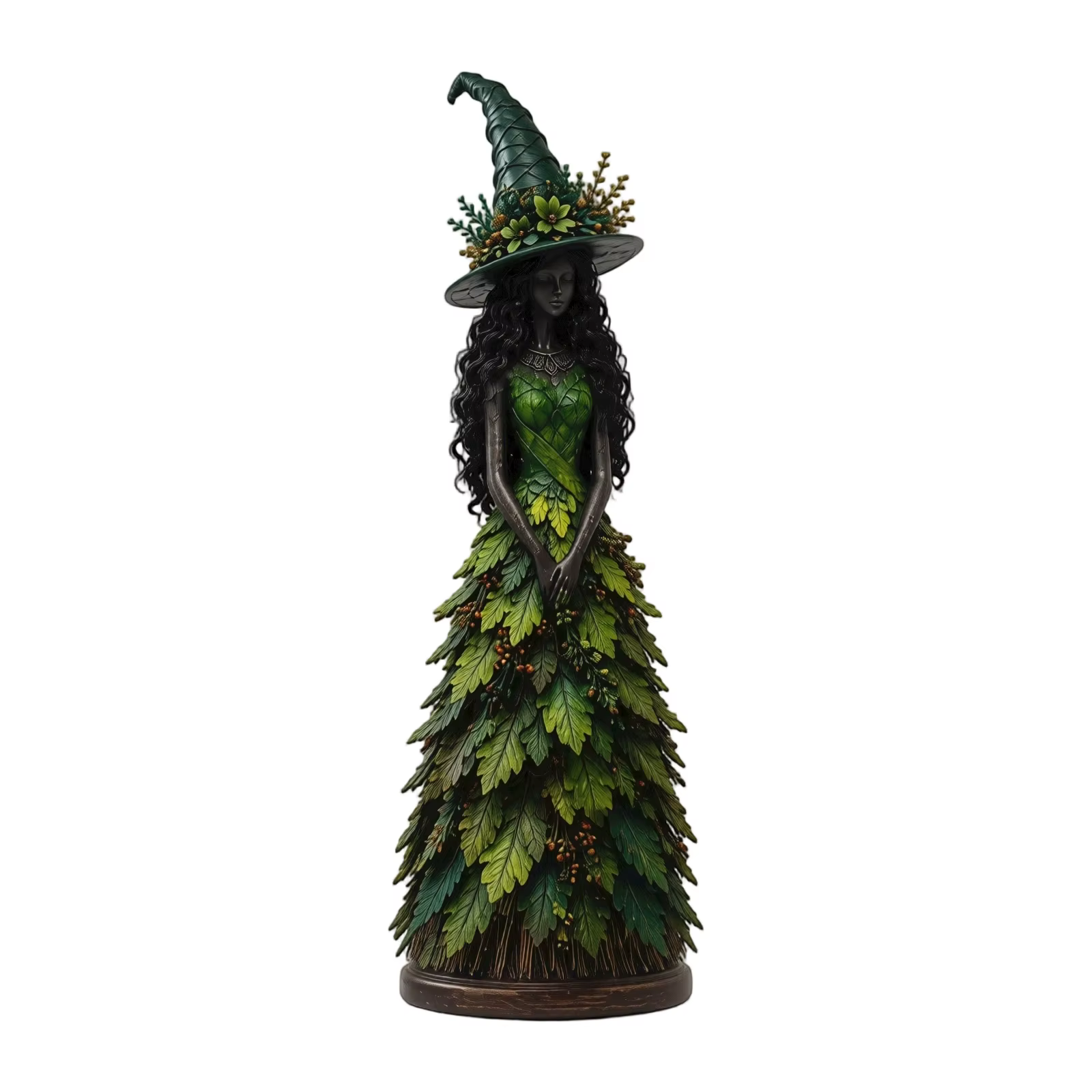 Figurine Femme Feuille d'Automne, Décoration d'Automne, Ensemble de Statues en Résine avec Chapeau d