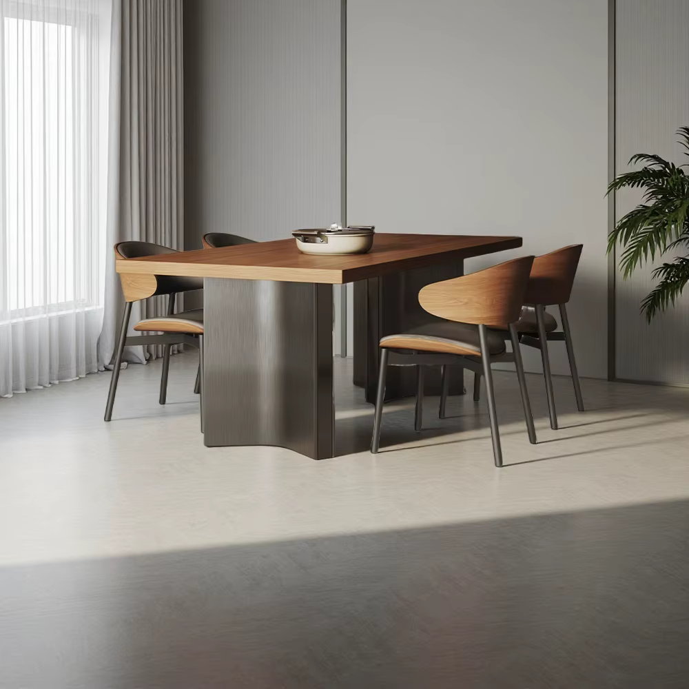 Ensemble de Table à manger pour petit déjeuner en bois, Design avec 4 chaises, cadre en contreplaqué