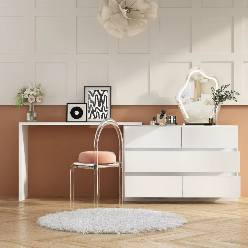 Commode double avec poste de travail déformable, commode en bois avec plateau multifonctionnel, comm
