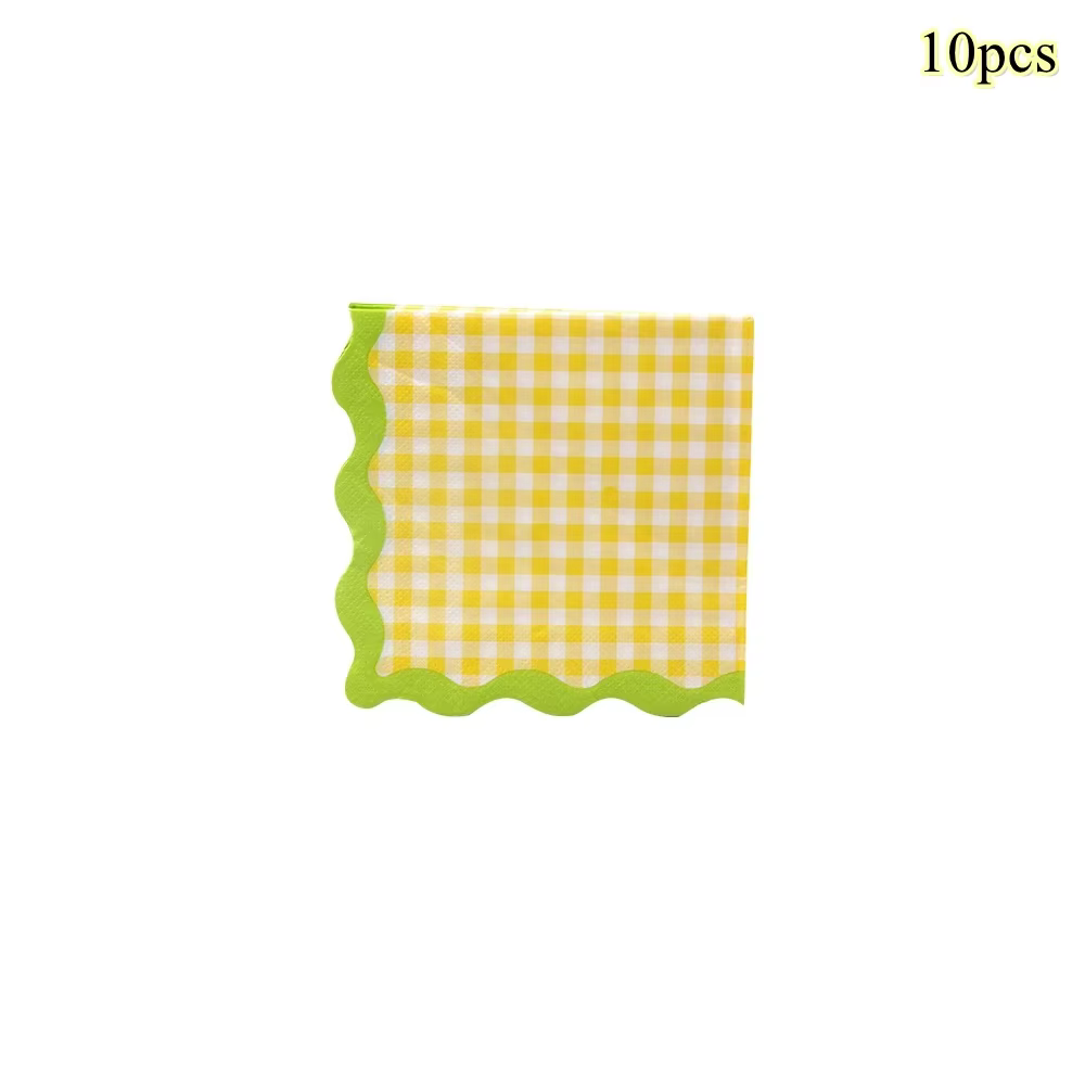 Serviette en papier colorée motif poulet à carreaux, sacs à bonbons pour fête de Pâques printemps jo