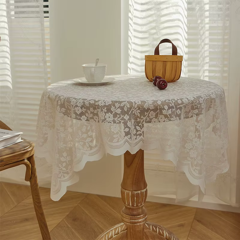 Nappe en dentelle blanche, nappe vintage pour table basse, table ronde, table de chevet, canapé, hou