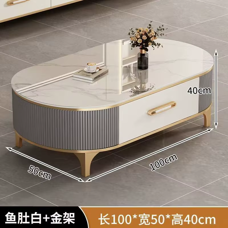 Table basse ovale de luxe moderne, meuble TV, planche de roche pour la maison, salon, Simple et élég