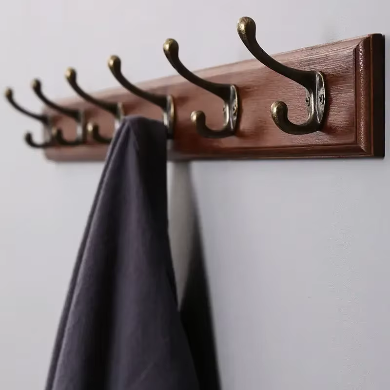 Porte-manteau mural en bois massif avec crochets, cintre pour chapeaux et vêtements, organisateur de