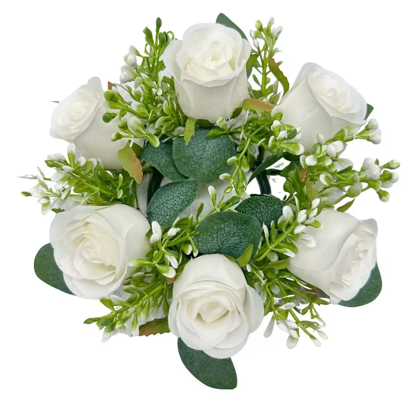 Anneaux de bougies de mariage, 6/10 pièces, centres de Table de mariage, couronnes de Roses blanches