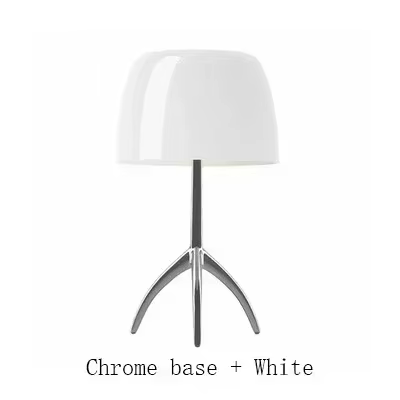 Lampe de bureau à trépied nordique, lampe de table italienne à LED, base en cuivre chromé, chambre à