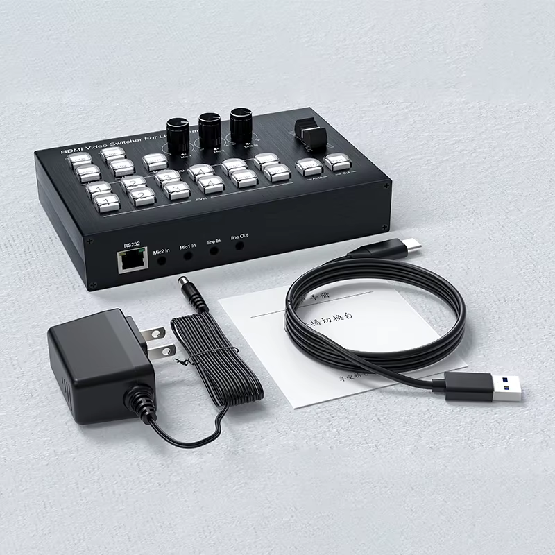Mélangeur vidéo HDMI commutateur Streaming en direct 4 canaux 4 voies multi-vues commutateur vidéo H