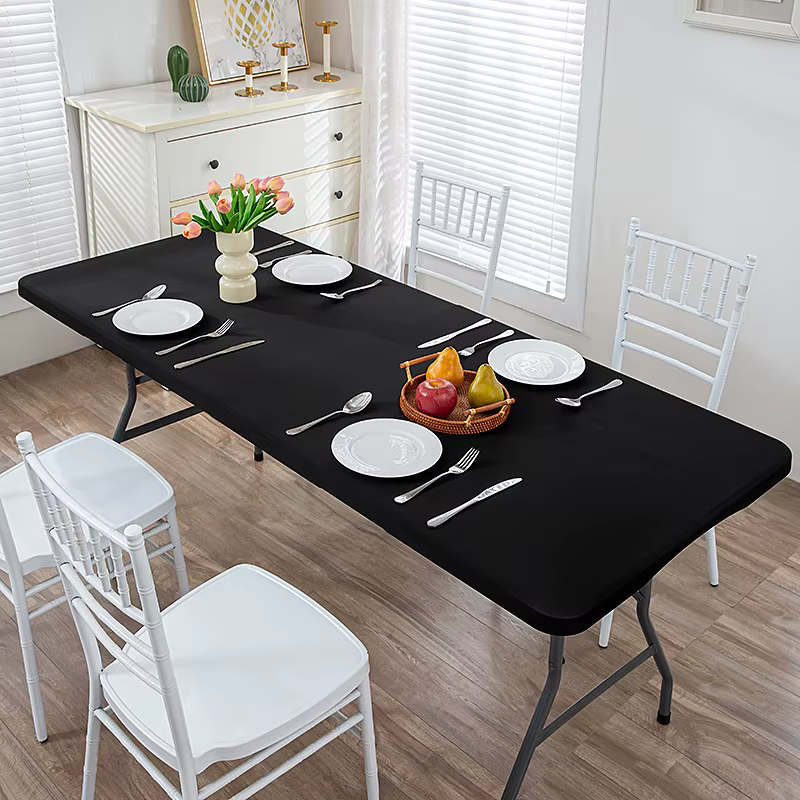 Nappe rectangulaire avec couverture supérieure ajustée, en Polyester et Spandex, élastique, pour tab