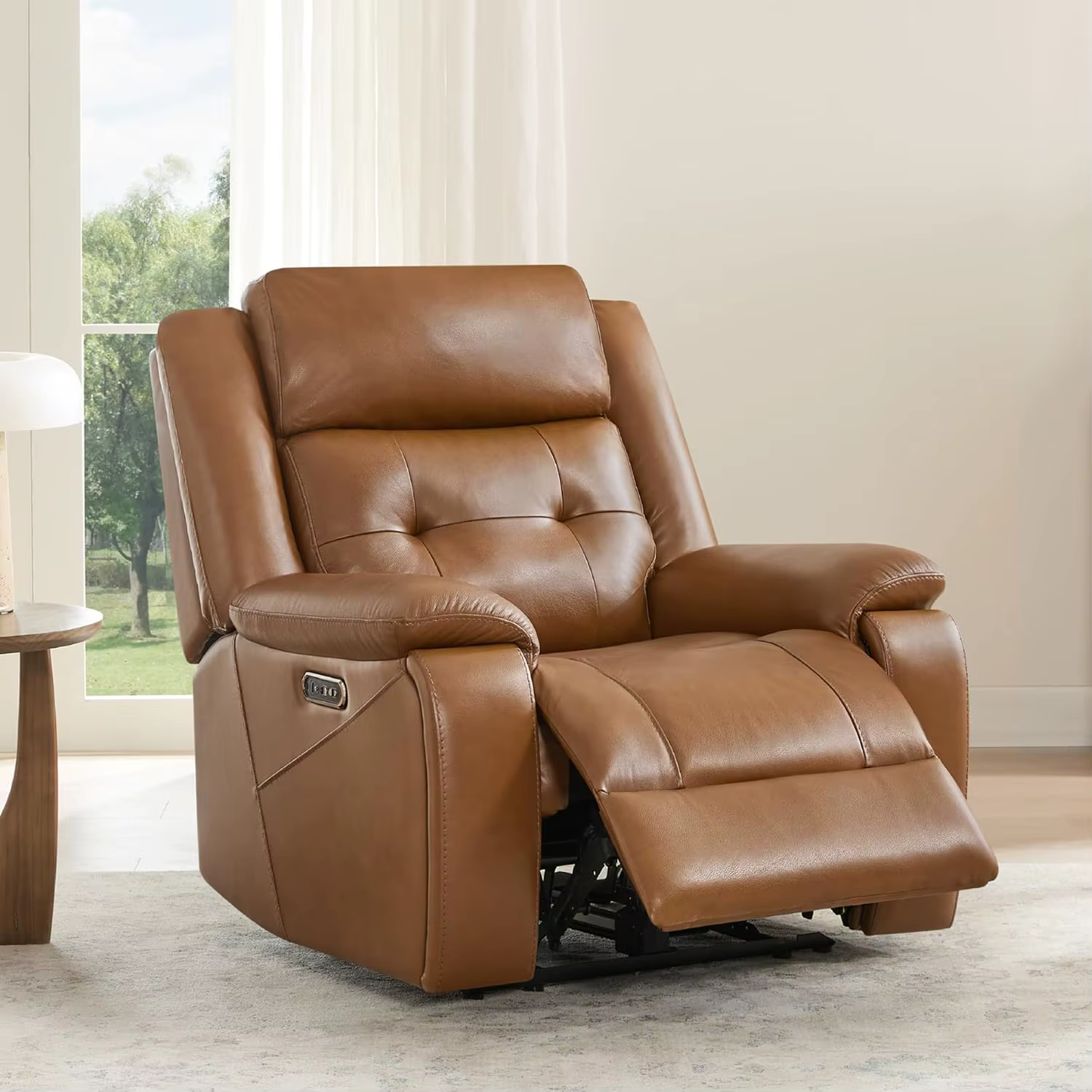 Fauteuil inclinable électrique en cuir véritable pour adultes, fauteuil inclinable mural avec appui-