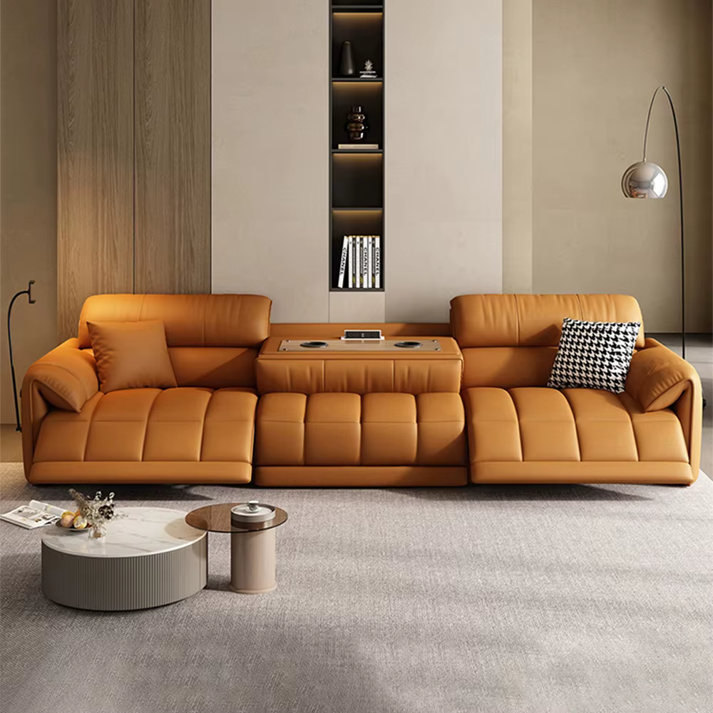Canapé inclinable électrique moderne avec repose-pieds réglable, USB et console centrale pliable – C