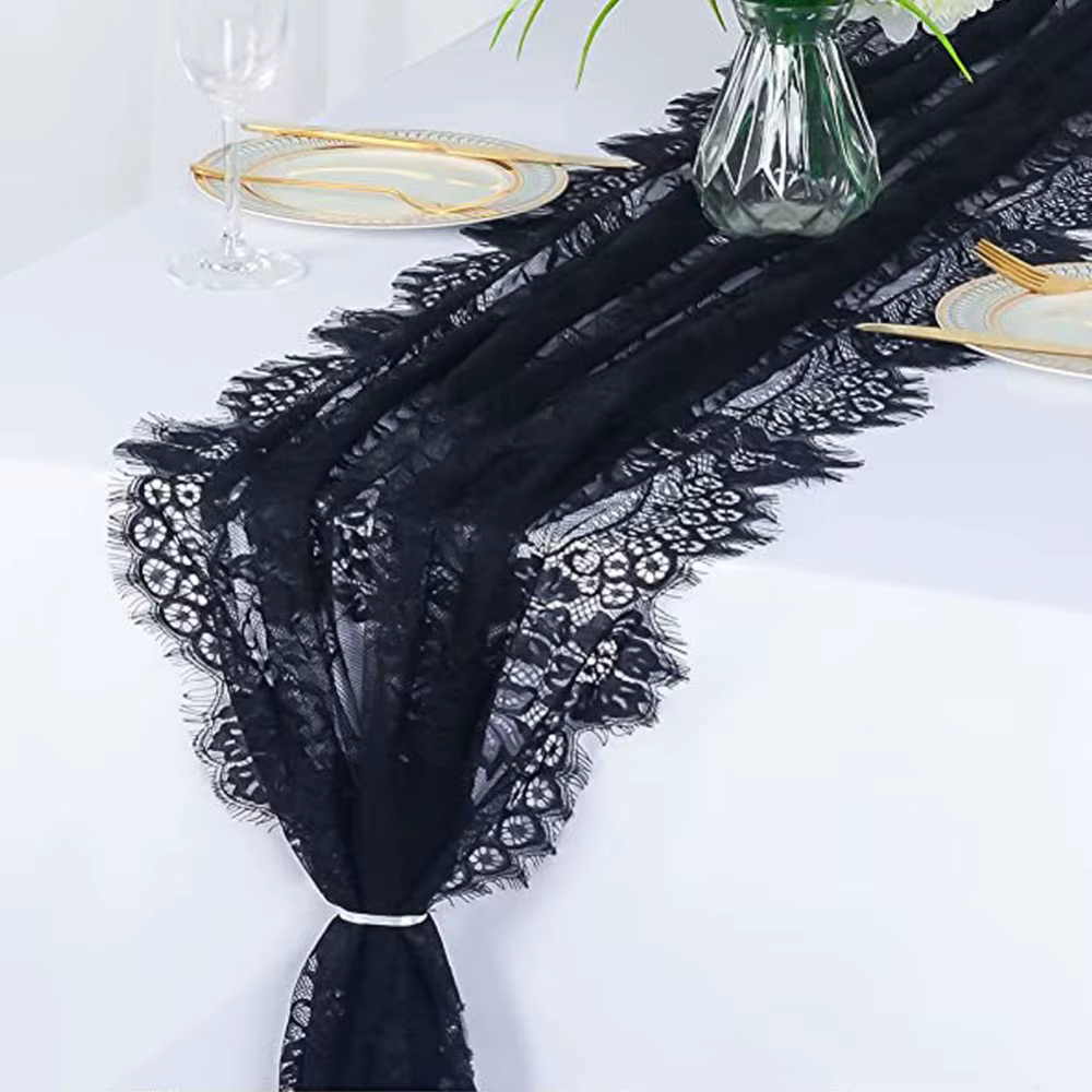 Chemin de Table en dentelle de couleur blanche, forme rectangulaire, broderie florale, Vintage, conf