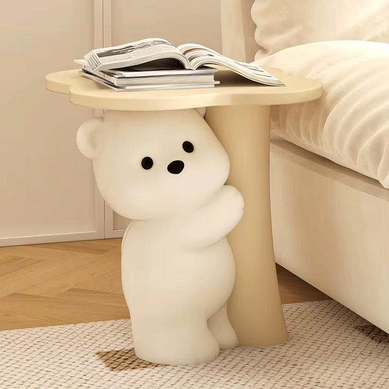 ‌ Table basse ours mignon en résine, Table d'appoint de dessin animé, support de sol pour salon, Tab
