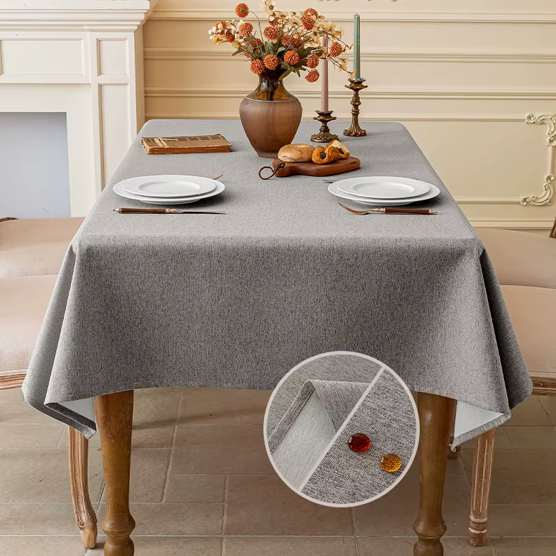 Nappe à trois épreuves en coton et lin, imperméable et anti-poussière, rectangulaire, couleur unie, 