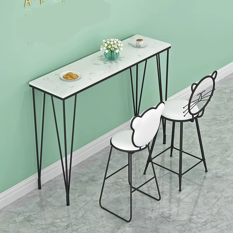 Table à manger moderne, Table de Bar dorée luxueuse, longue bande, pieds hauts, combinaison commerci