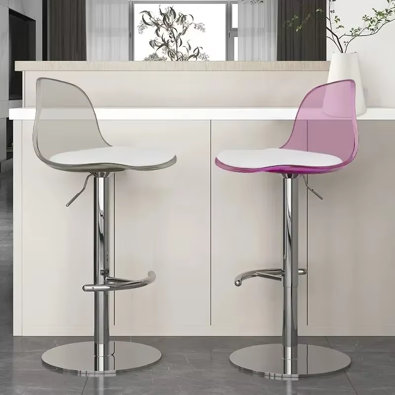 Chaises de Bar pivotantes nordiques rose Transparent barbier métal blanc chaises de Bar cuisine gran