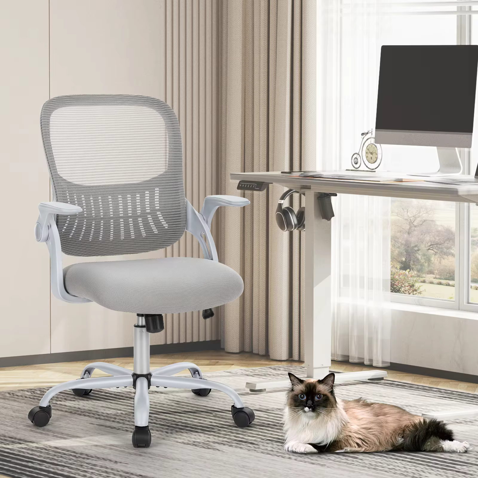 JIan-Chaise de Bureau Ergonomique à Dossier en Maille, Réglable, à Roulettes, pour Ordinateur, Jeu à