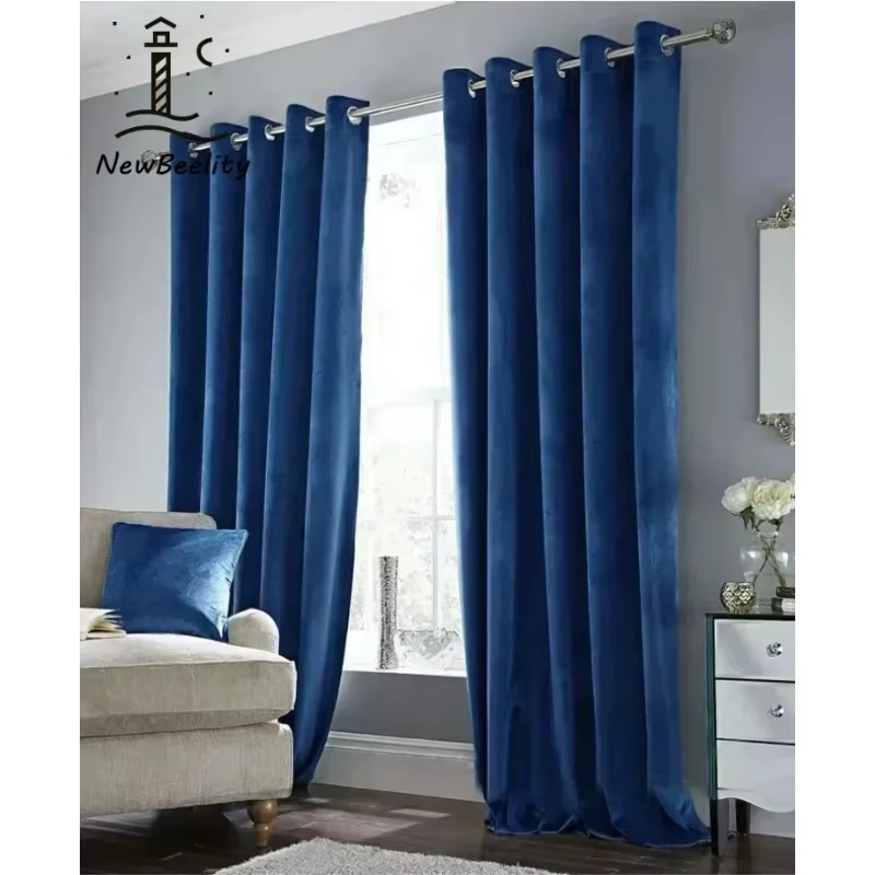 Rideaux occultants épais en velours bleu de luxe pour salon, chambre, salle à manger, villa, décorat