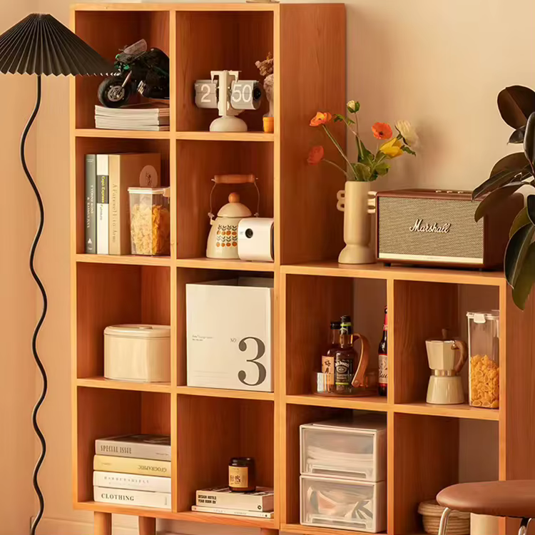 Bibliothèque en bois massif, Design moderne, combinaison haute et basse, mobilier d'appartement, sal
