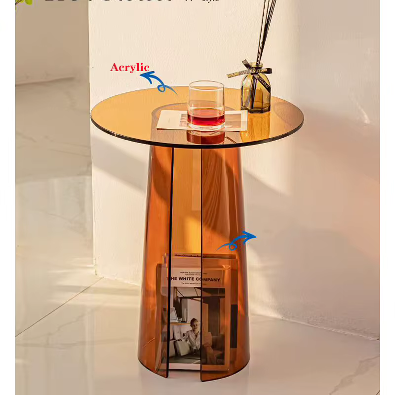 Table ronde transparente en acrylique, table basse transparente pour salle à manger et mariage