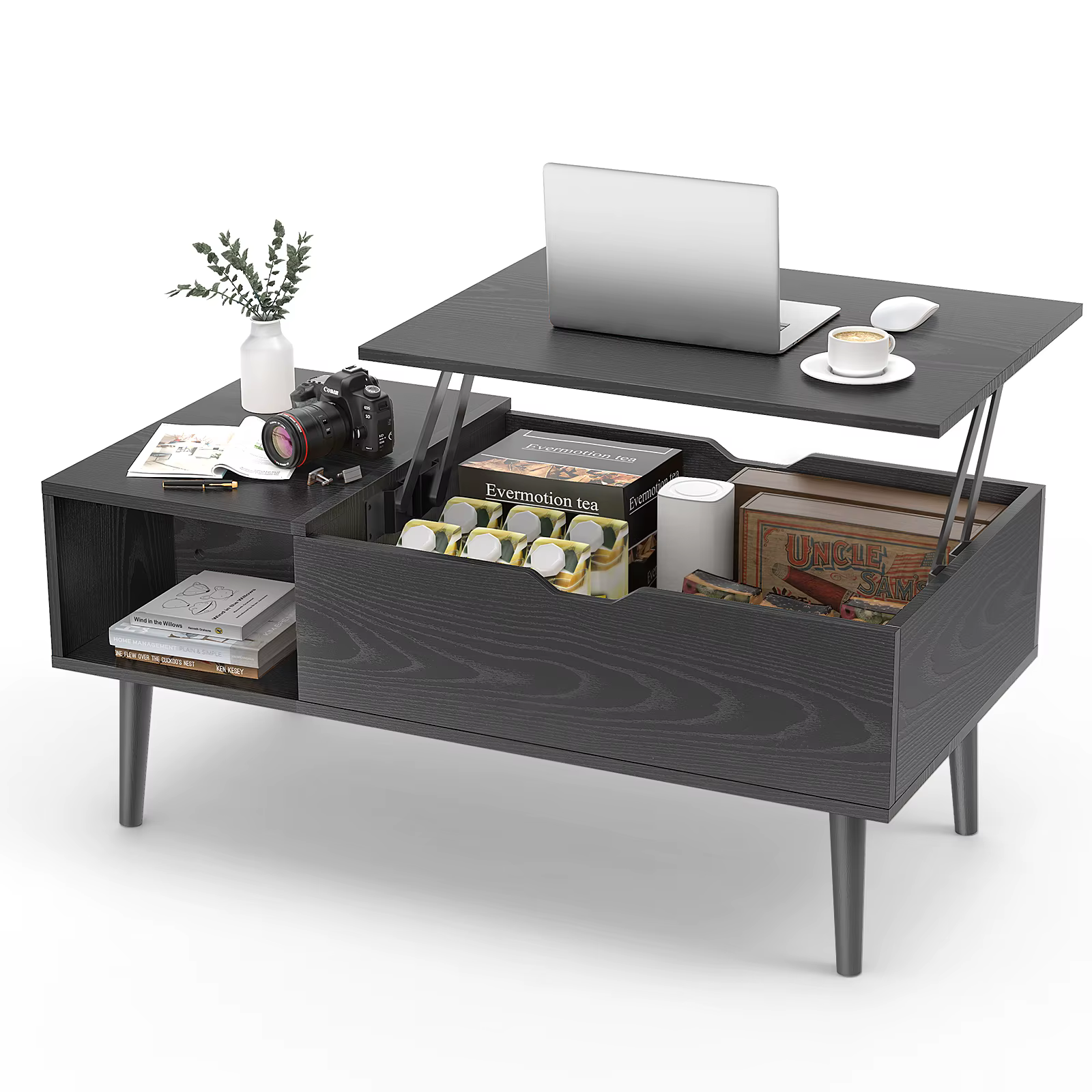 JHK Tables basses relevables pour salon 39.37 "x 19.7" bureau Tables à manger en bois de thé étagère