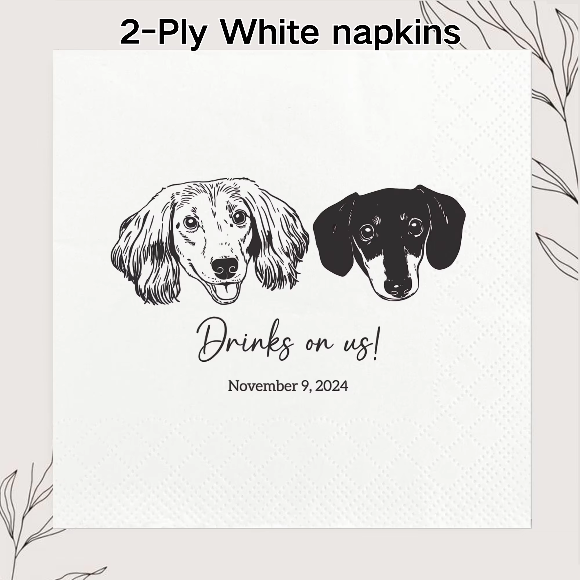 Serviettes en papier personnalisées pour mariage, serviettes de cocktail jetables, pour fête de cock