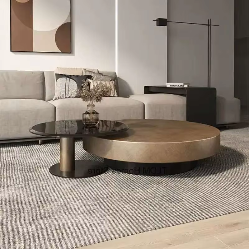 Tables basses design en acier inoxydable, Table à thé ronde de luxe européenne, meubles de salon, Ta