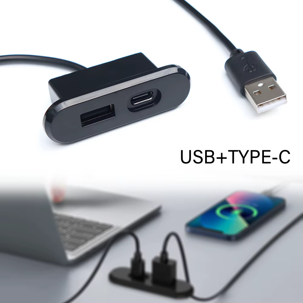 Prises encastrées sur Table 1 USB-A et 1 type-c prise de courant cachée de bureau intégrée avec rall