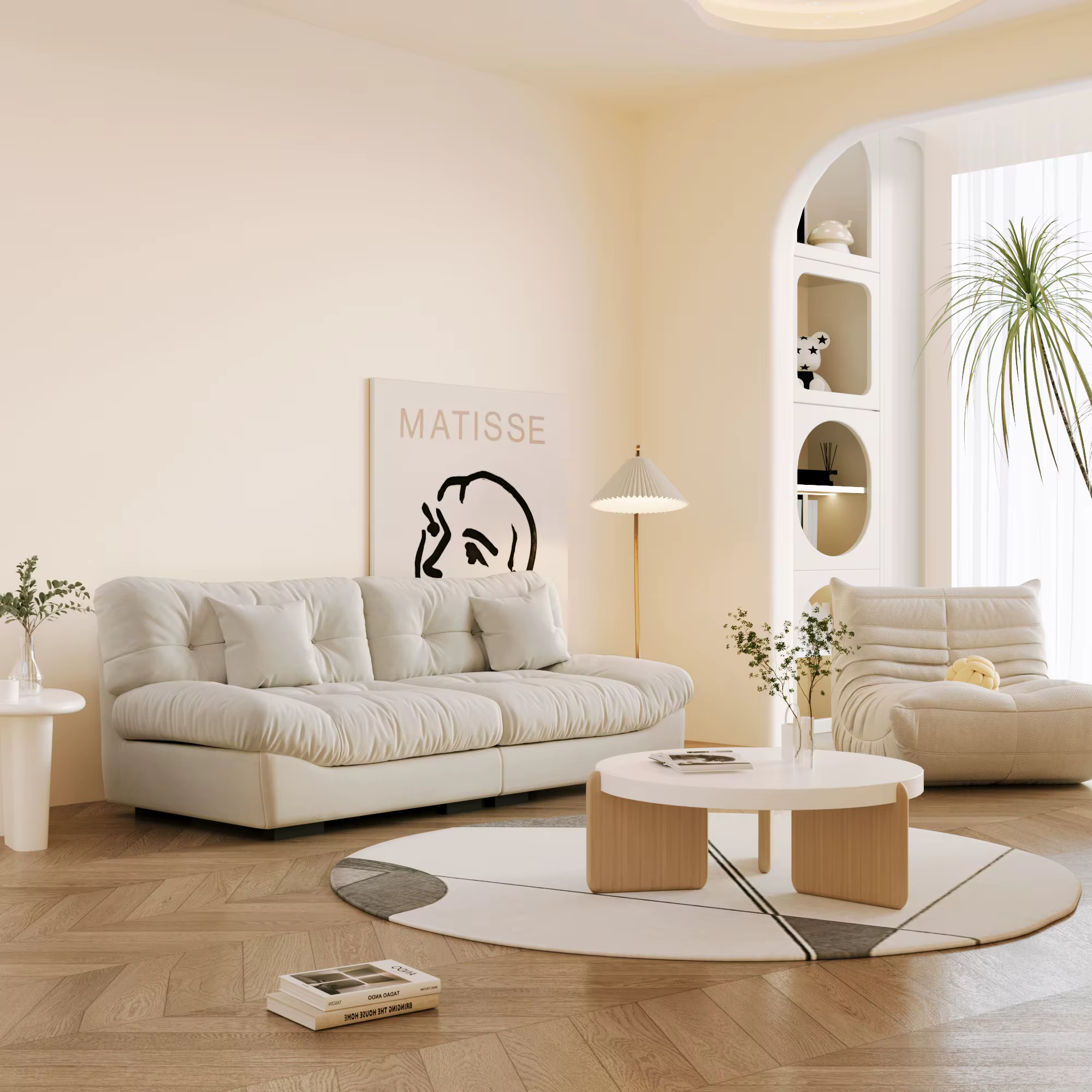 Canapé en tissu de velours sablé pour salon, canapé sectionnel moelleux, causeuse minimaliste modern