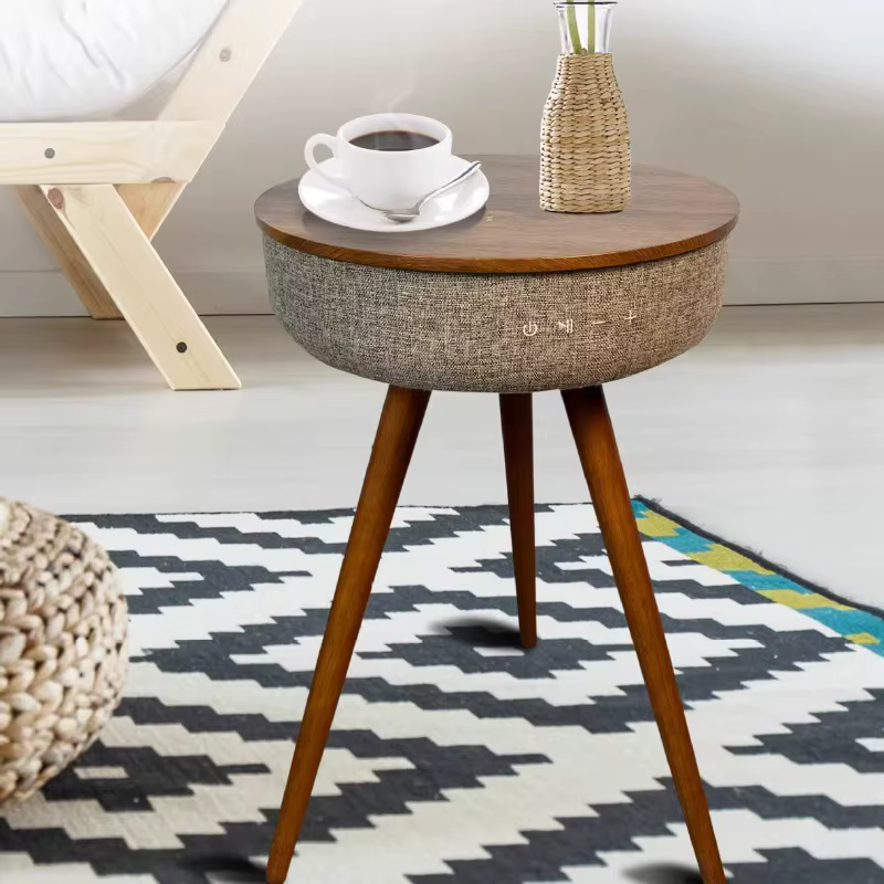 Table basse intelligente avec chargement sans fil, Table d'appoint Bluetooth, meuble de salon Compac