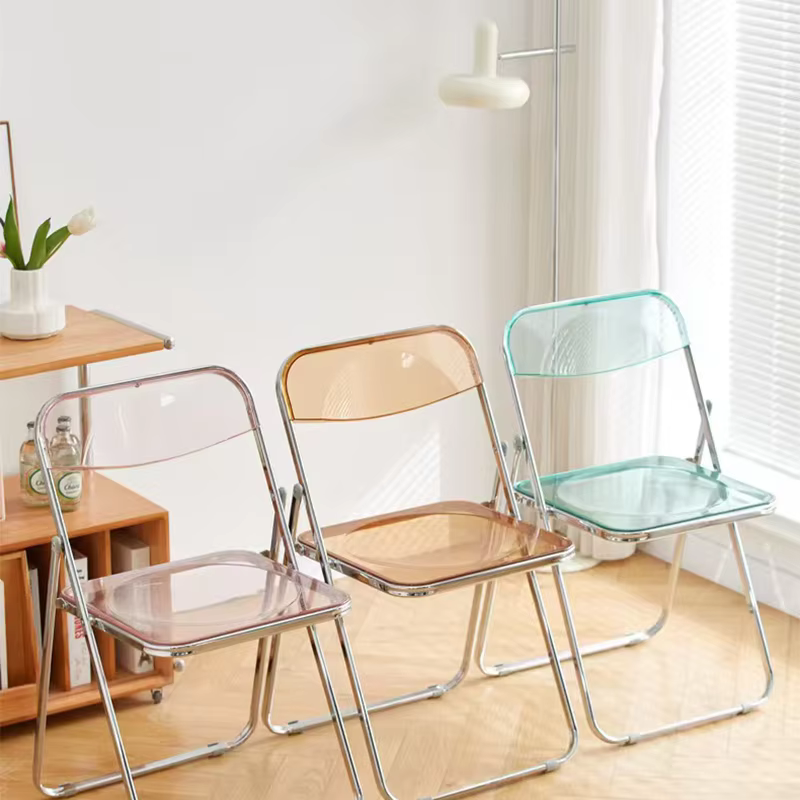 Chaise pliante transparente, chaise de salle à manger en acrylique, chaise de maquillage transparent