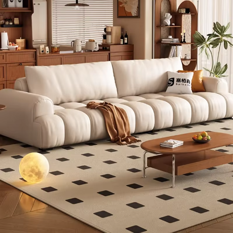 Beige européen salon canapés concepteur nordique moderne bouffées canapé salon pas cher concepteur D