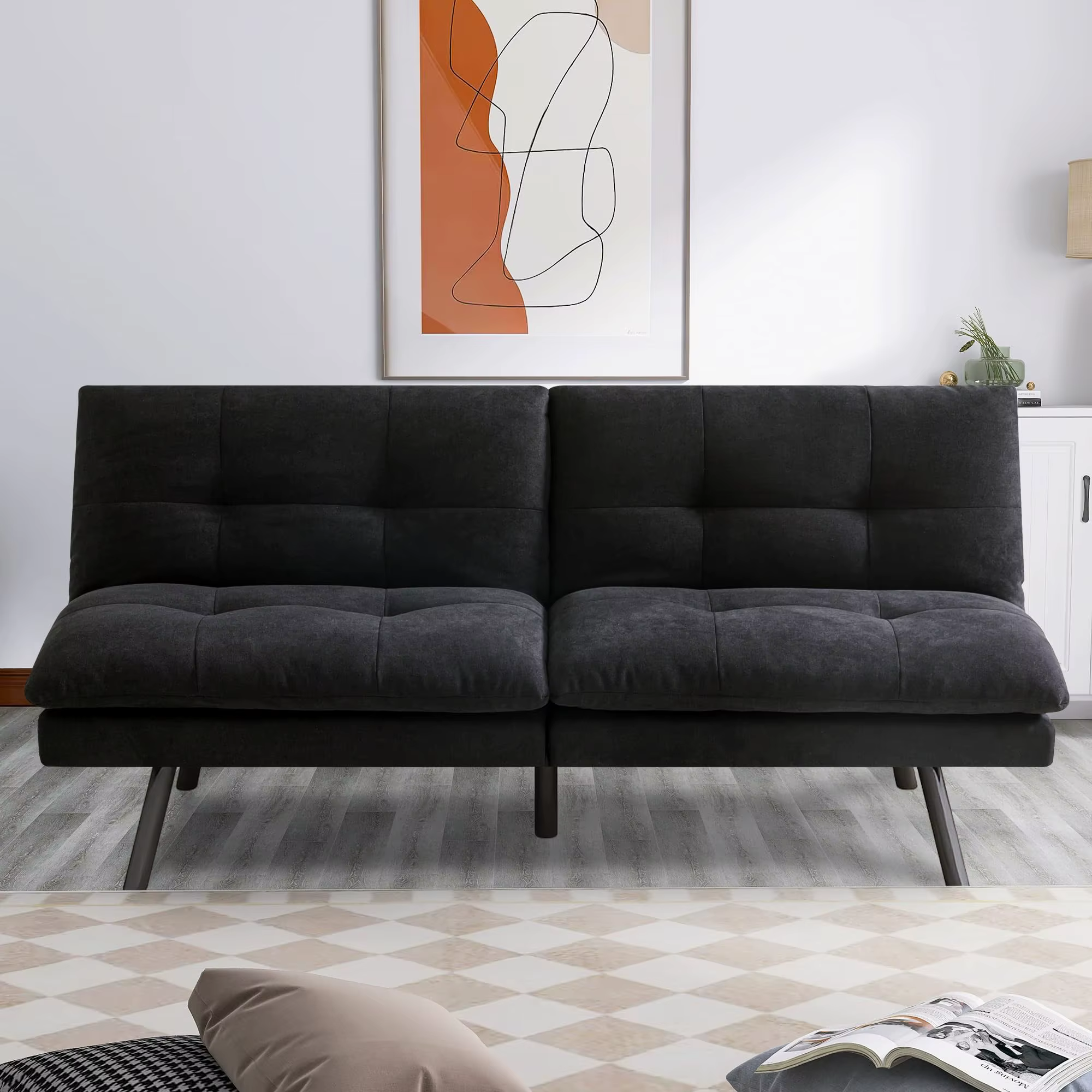 Hcore-Canapé-lit en mousse à mémoire de forme, sofa convertible, causeuse noire pour petits espaces,